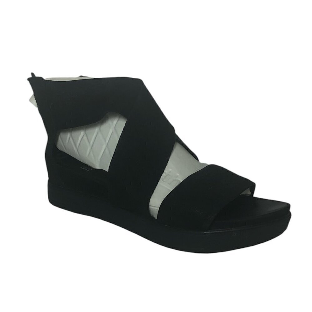 EILEEN FISHER Sport Sandal Women's Size 6 Black Wedge Shoe Suede Open Toe